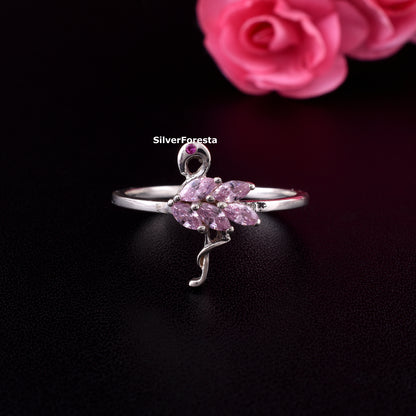 Flamingo Ring: Pink Zircon Bird Jewelry
