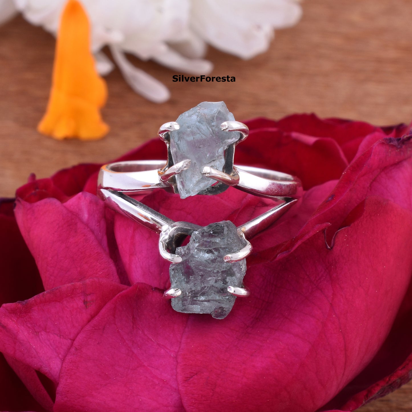 Aquamarine Silver Statement Ring - SilverForestaa