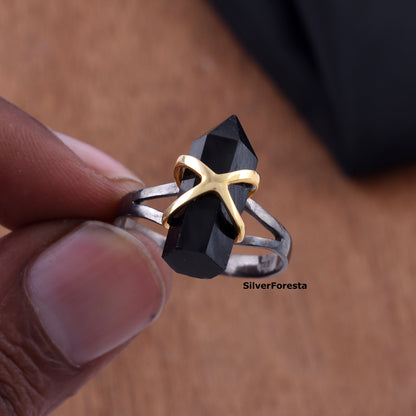 Black Onyx Pencil Shape Silver Ring – SilverForestaa