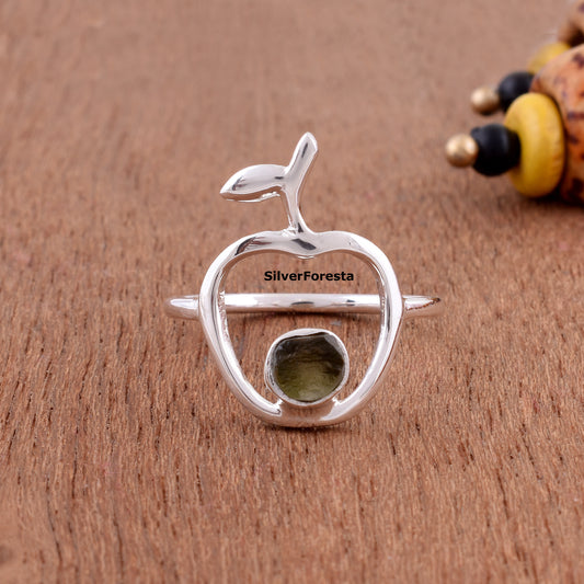 Healing Moldavite Ring Transformation Ring - SilverForestaa