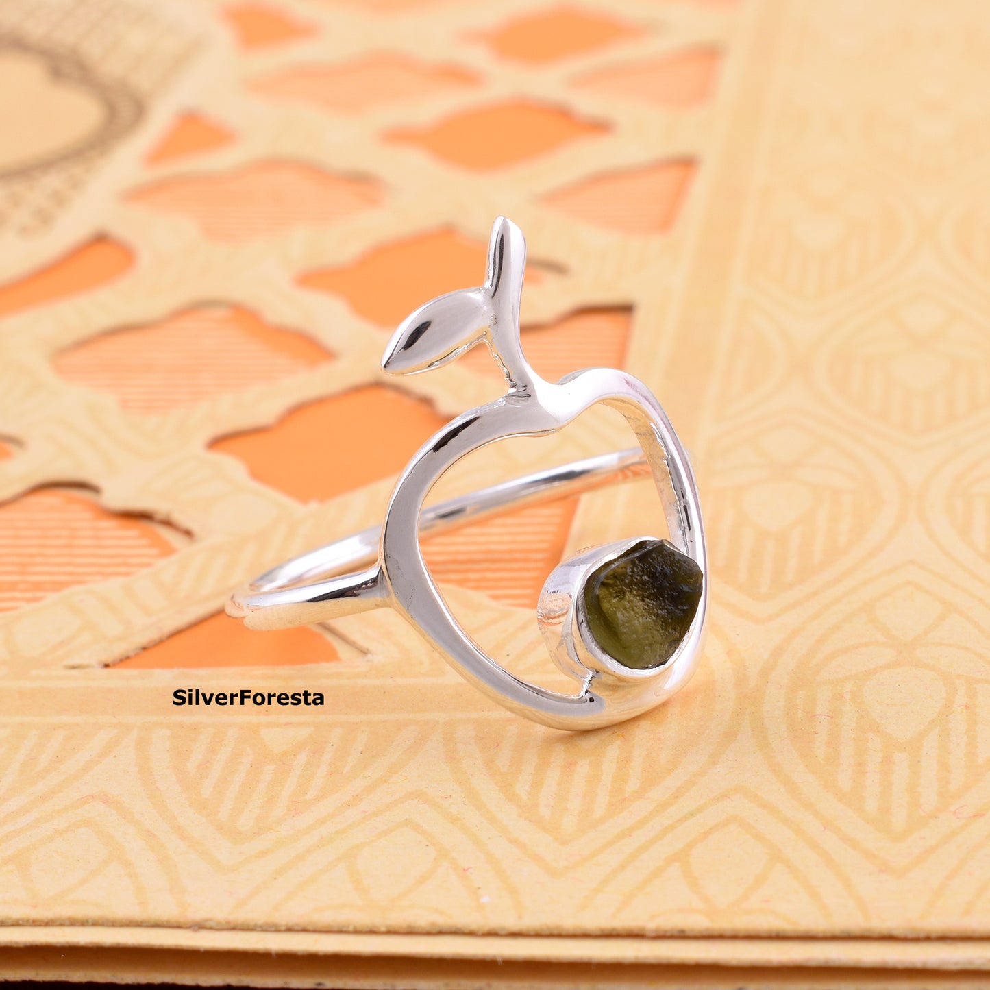 Healing Moldavite Ring Transformation Ring - SilverForestaa