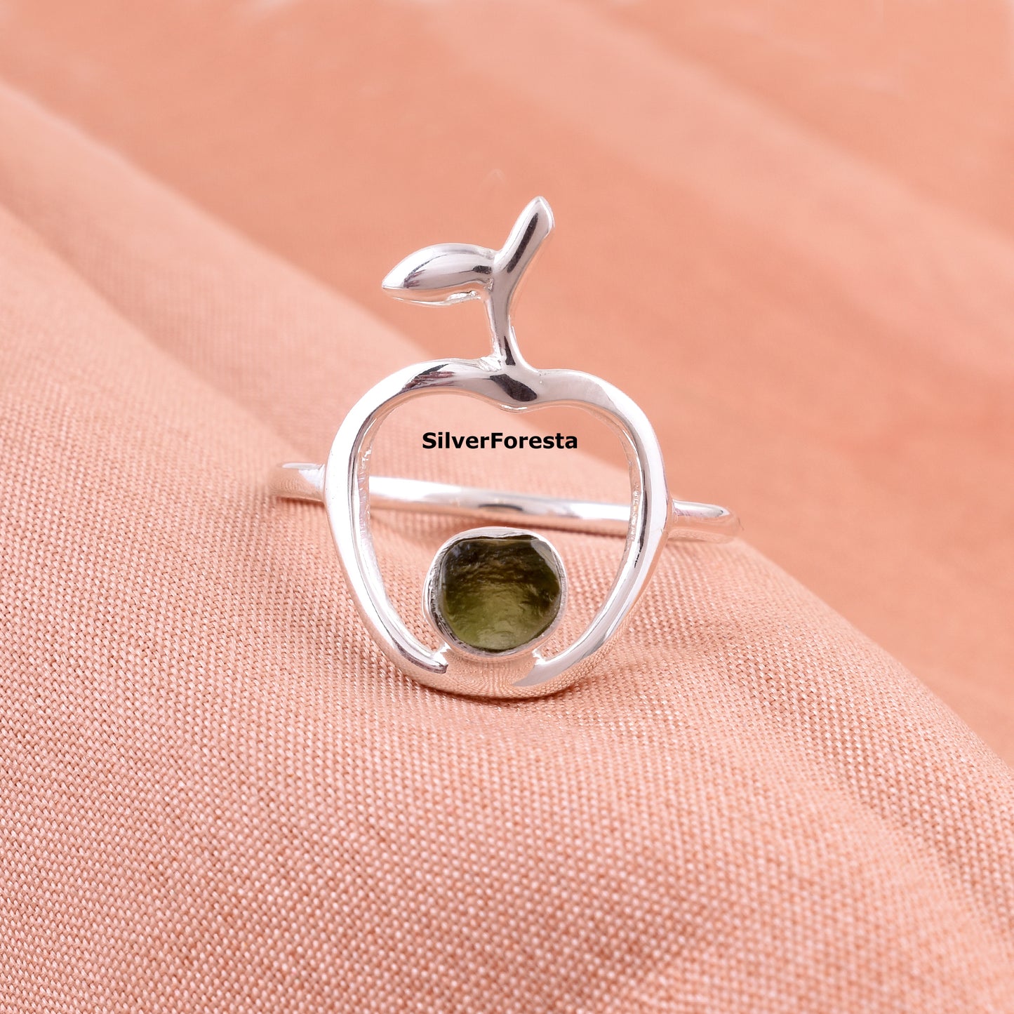 Healing Moldavite Ring Transformation Ring - SilverForestaa