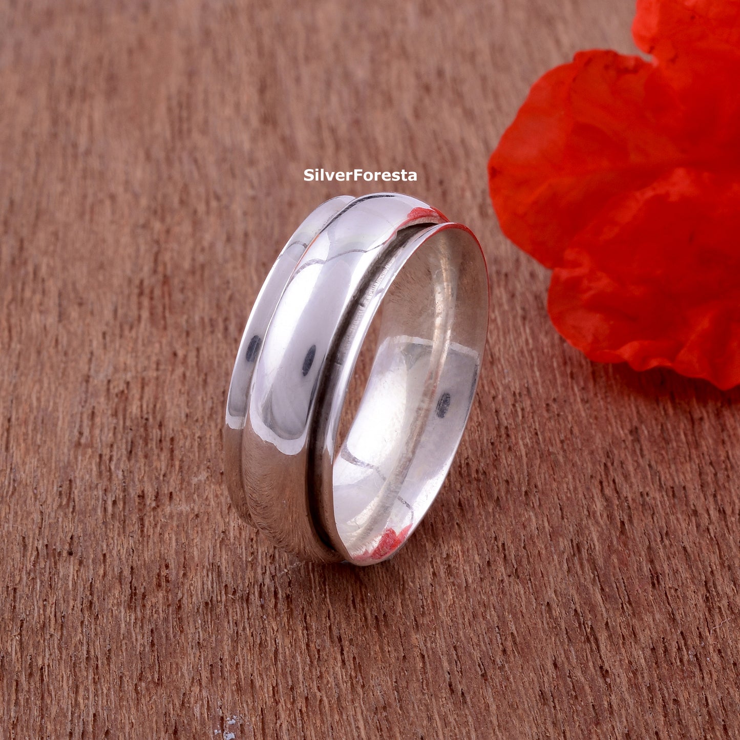 Spinner Ring 925 Sterling Silver Fidget Jewelry - SilverForestaa