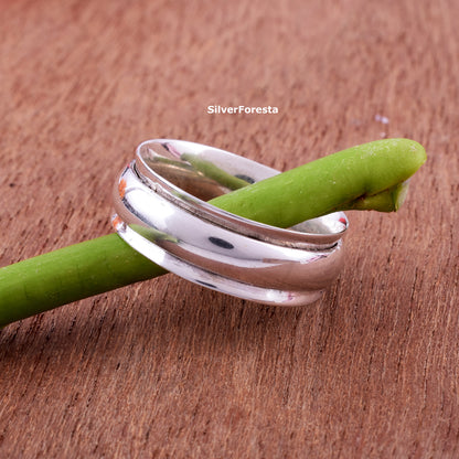 Spinner Ring 925 Sterling Silver Fidget Jewelry - SilverForestaa