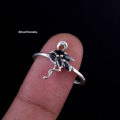 Flamingo Ring Black Spinel 925 Sterling Silver - SilverForestaa