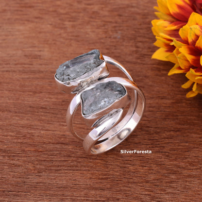 Aquamarine Swirl Ring 925 Silver Handmade Gemstone Ring