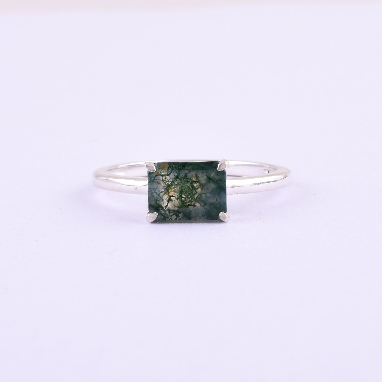 Natural Moss Agate Ring 925 Silver SilverForestaa Jewelry