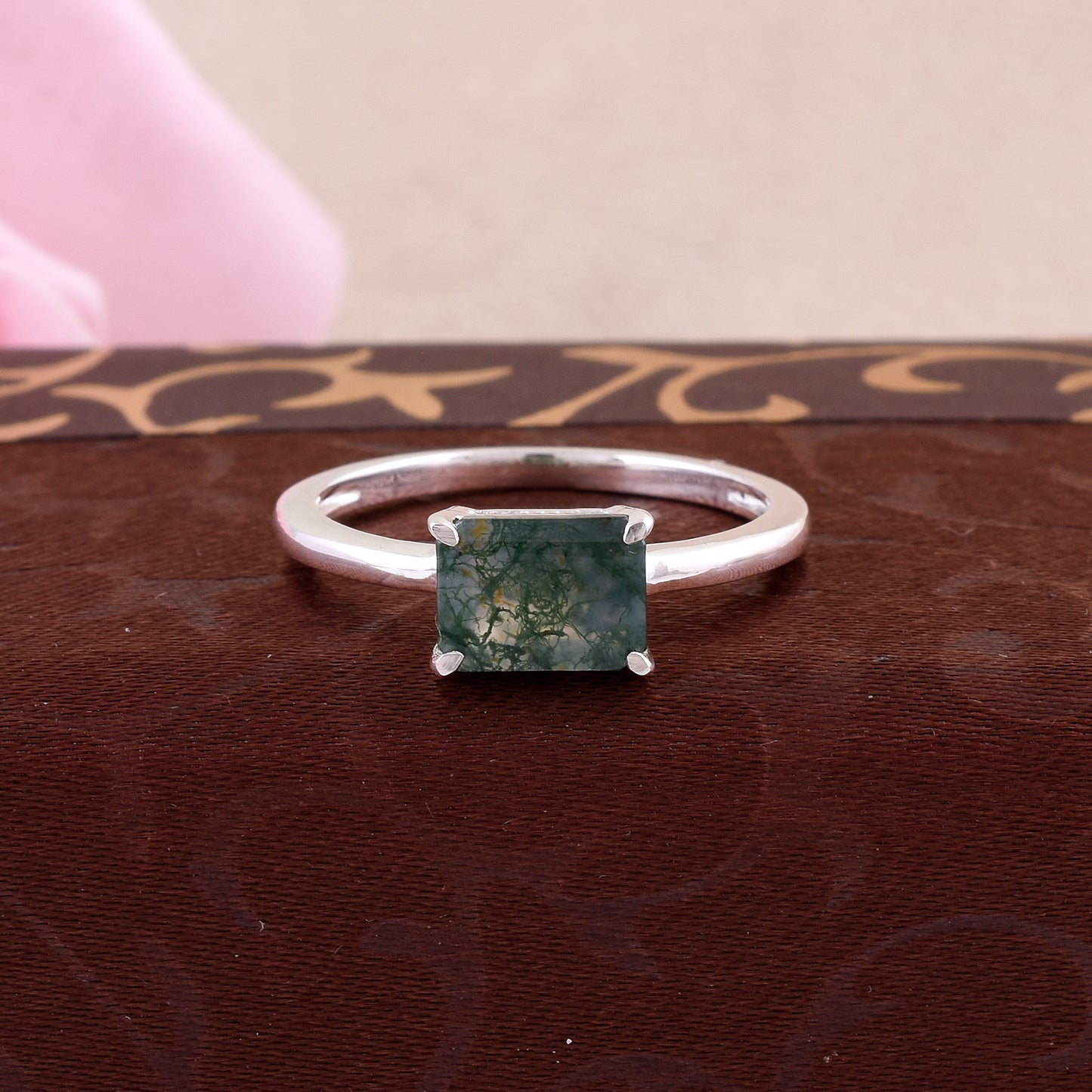 Natural Moss Agate Ring 925 Silver SilverForestaa Jewelry