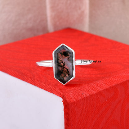 Moss Agate Gemstone Silver Ring | SilverForesta
