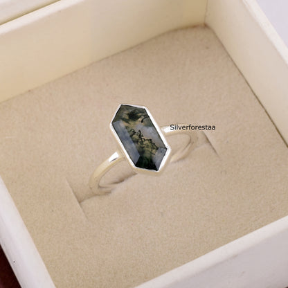 Moss Agate Gemstone Silver Ring | SilverForesta