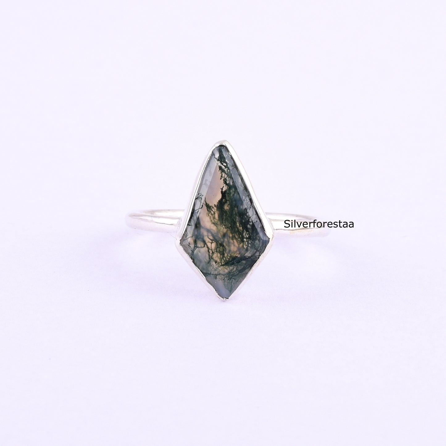 Natural Moss Agate Ring – 925 Sterling Silver