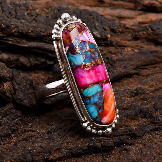 Purple Copper Mohave Turquoise Women's Ring – Handcrafted Elegance"