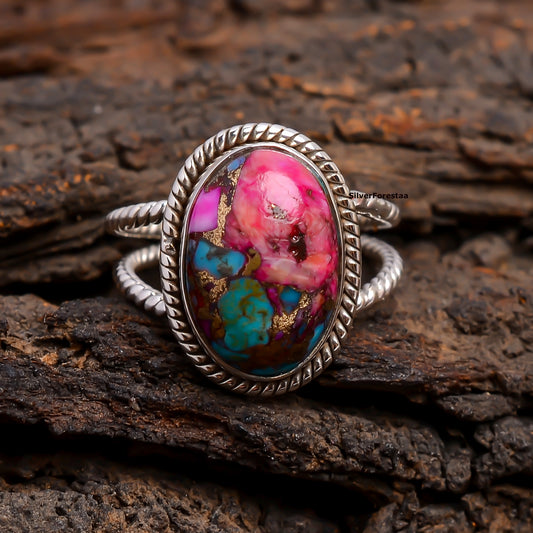 Purple Copper Turquoise Boho Ring - Elegant & Unique