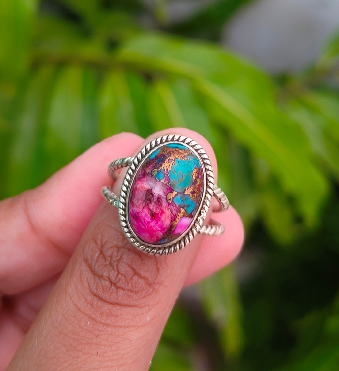 Purple Copper Turquoise Boho Ring - Elegant & Unique - SILVERFORESTAA