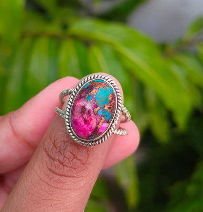 Purple Copper Turquoise Boho Ring - Elegant & Unique - SILVERFORESTAA