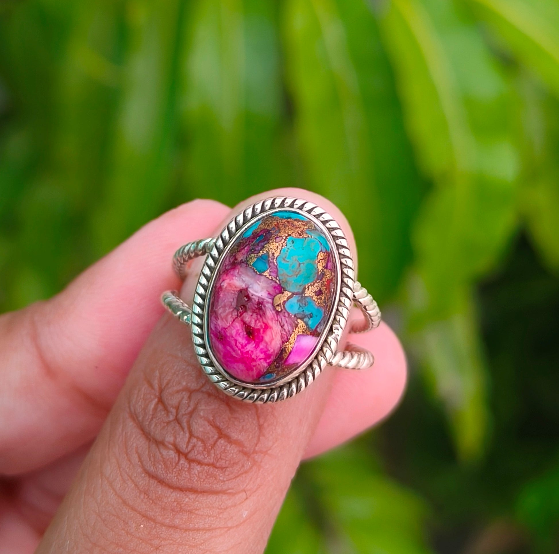 Purple Copper Turquoise Boho Ring - Elegant & Unique - SILVERFORESTAA