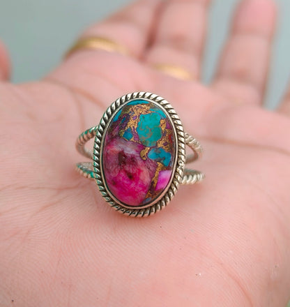 Purple Copper Turquoise Boho Ring - Elegant & Unique - SILVERFORESTAA