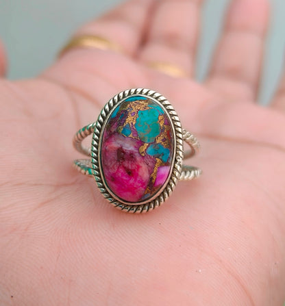 Purple Copper Turquoise Boho Ring - Elegant & Unique - SILVERFORESTAA