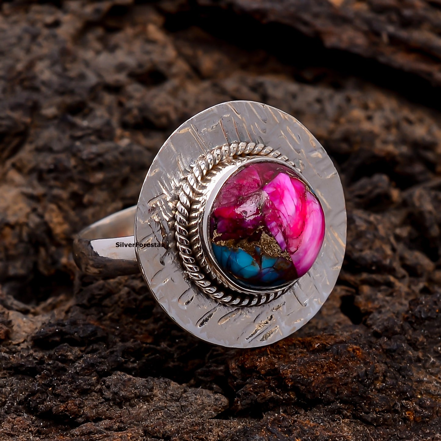 Purple Copper Mohave Turquoise Women's Ring – Handcrafted Elegance"