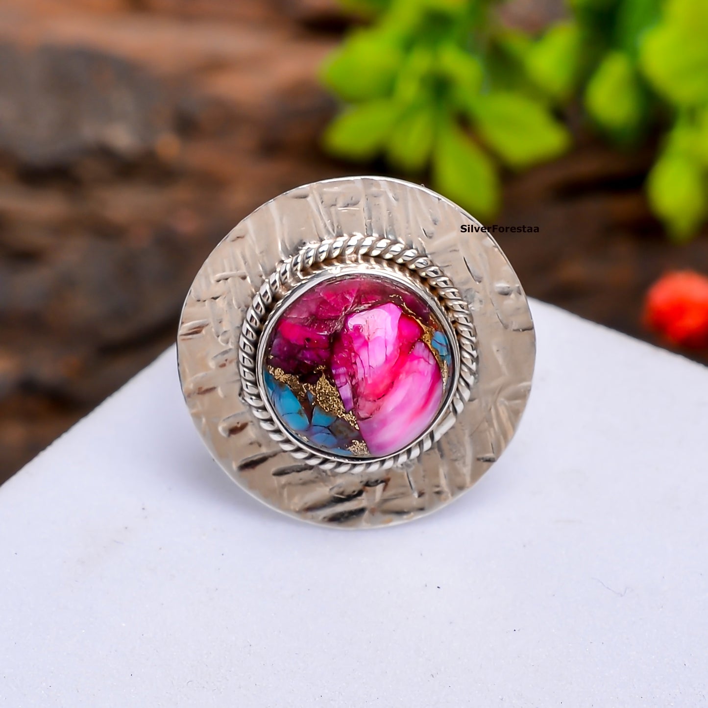 Purple Copper Mohave Turquoise Women's Ring – Handcrafted Elegance"