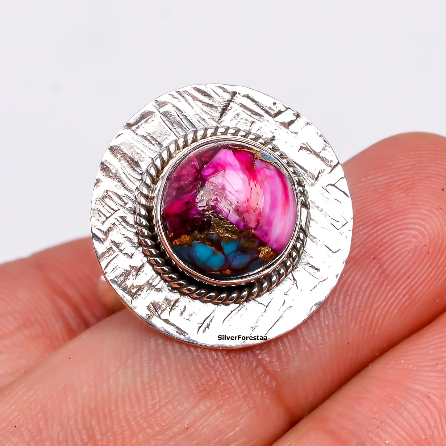 Purple Copper Mohave Turquoise Women's Ring – Handcrafted Elegance"