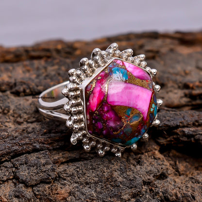 Purple Copper Turquoise Boho Ring - Elegant & Unique