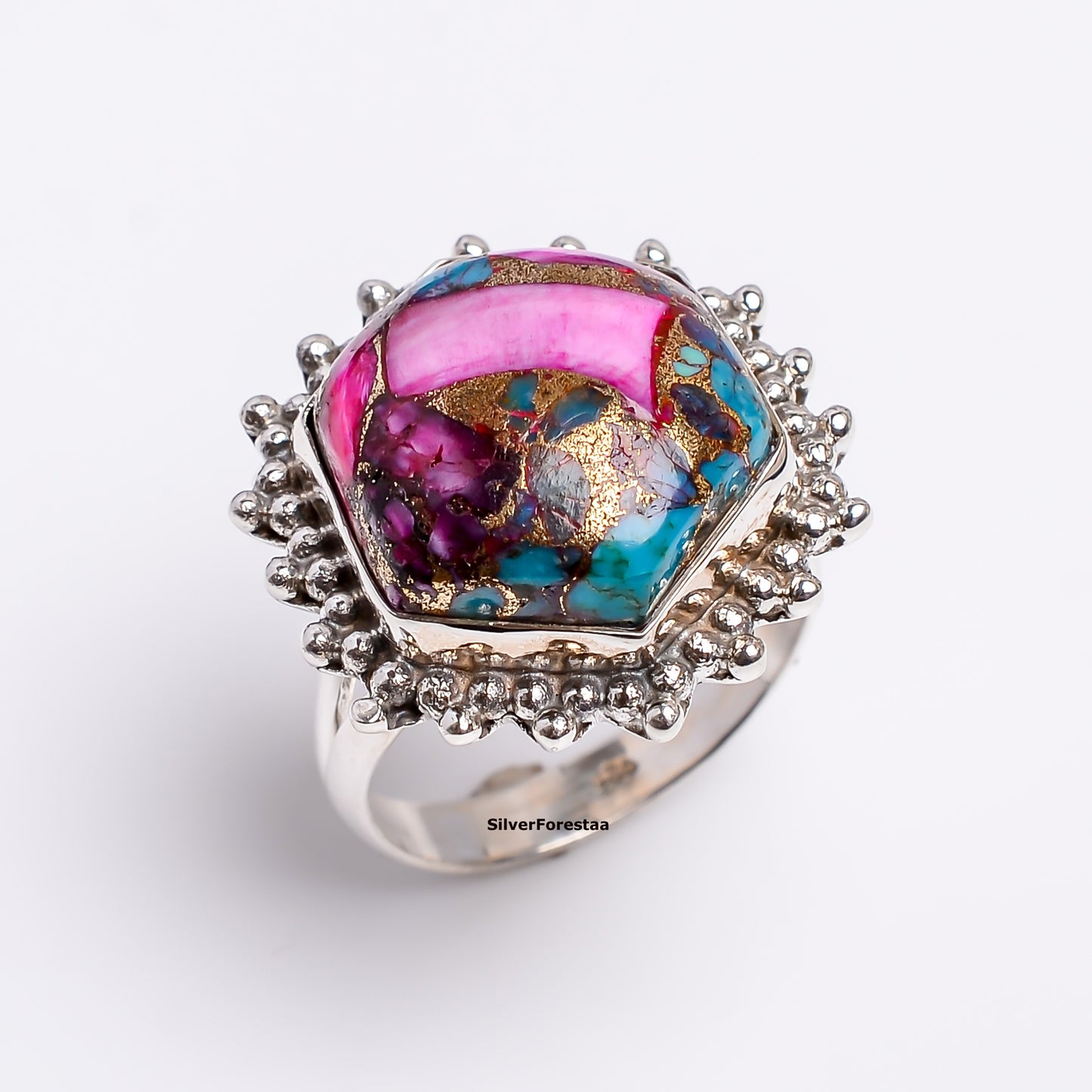 Purple Copper Turquoise Boho Ring - Elegant & Unique